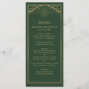 Menu Mariage de la carte Green Gold Sun and Moon T