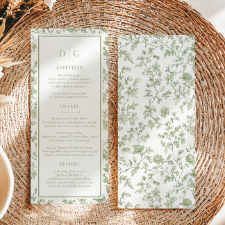 Menu Mariage de la Chinoiserie Sage Green