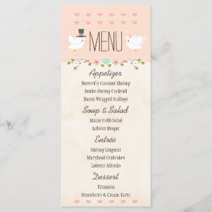 Menu Mariage de la colombe Inséparables
