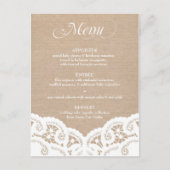 Menu Mariage de la dentelle blanche Burlap (Devant)