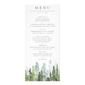 Menu Mariage de la forêt de pins d'aquarelle (Devant)