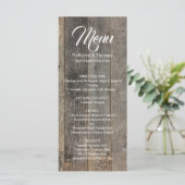 Menu mariage de la grange à grains de bois rustique de  (Debout devant)