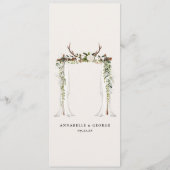 Menu mariage de la grange de cerf et de fleurs blanches (Dos)