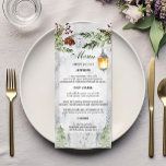 Menu Mariage de la lanterne de pin rustique d'hiver<br><div class="desc">Améliorez votre décor de mariage hivernal avec ce "Menu de Mariage de pin rustique hivernal". Conçu pour capturer l'essence d'un cadre enneigé et rustique, ce menu comporte d'élégantes branches de pin et une lanterne charmante, apportant une lumière chaleureuse et accueillante à vos tables. Chaque plat est magnifiquement présenté dans un...</div>