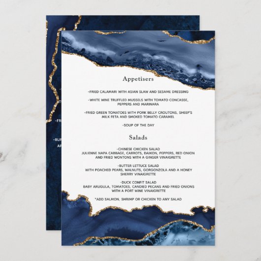 Menu Mariage de la marine et de l'or (Devant / Derrière)