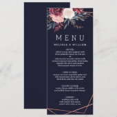 Menu Mariage de la marine florale de Bourgogne moderne (Devant / Derrière)