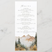 Menu Mariage de la montagne d'aquarelle (Devant)