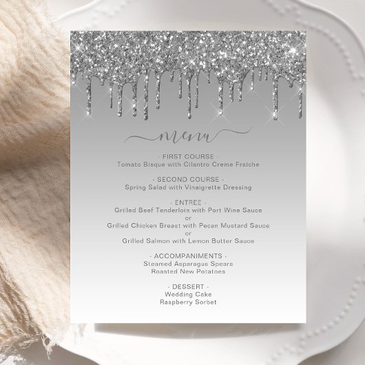Menu Mariage de la Parties scintillant argent budg
