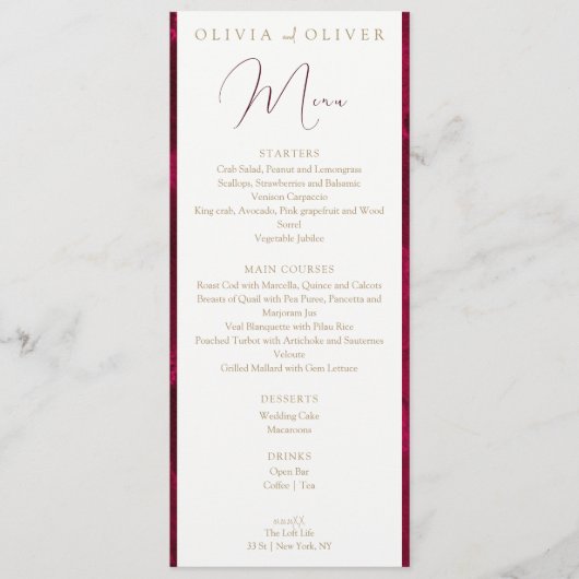 Menu Mariage de la Passion Bourgogne (Devant)