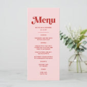 Menu Mariage de la Saint-Valentin rouge et rose (Debout devant)