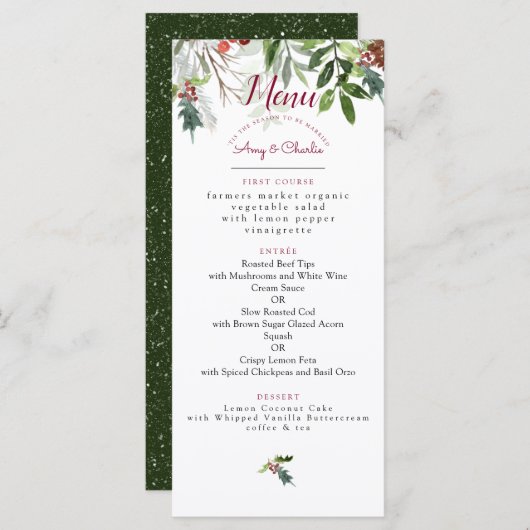 Menu Mariage de la saison de Noël (Devant / Derrière)