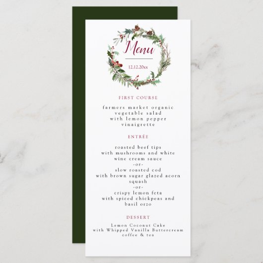 Menu Mariage de la saison de Noël (Devant / Derrière)