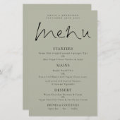 Menu Mariage de la taille douce du script élégant  (Devant / Derrière)