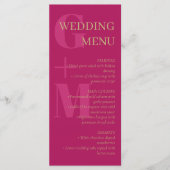 Menu Mariage de la typographie rose Fuchsia (Devant)