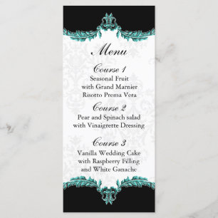 menu mariage de l'aqua noir