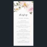 Menu Mariage de l'aquarelle féminine<br><div class="desc">Ajoutez un accent floral élégant à votre paysage de table d'évènement avec ce papier à lettres à carte florale personnalisable. Il dispose d'un bouquet floral aquarelle de fleurs roses rousses et de verdure. Personnalisez cette carte de menu floral aquarelle en ajoutant vos propres détails. Cette carte de menu rose vif...</div>