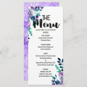 Menu Mariage de l'aquarelle florale à la menthe et (Devant / Derrière)