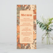 Menu Mariage de l'Art Nouveau Floral Orange Brûlé (Debout devant)