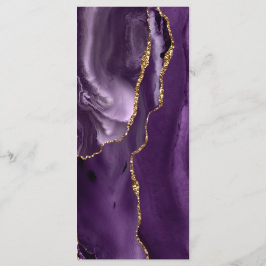 Menu Mariage de lavande d'agate d'or violet moderne (Dos)