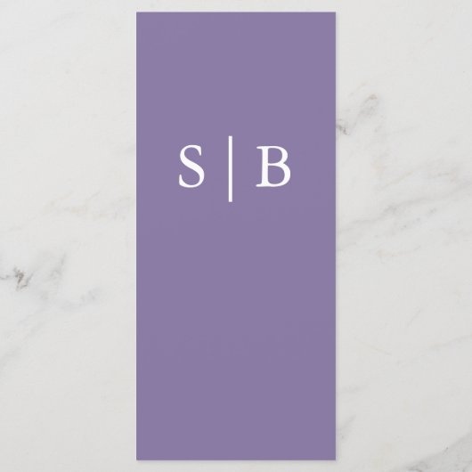 Menu Mariage de lavande monogramme classique (Dos)