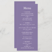 Menu Mariage de lavande monogramme classique (Devant / Derrière)