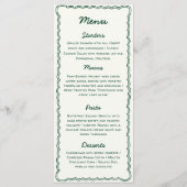 Menu Mariage de l'écriture manuscrite rétro-verte (Dos)
