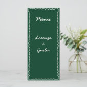 Menu Mariage de l'écriture manuscrite rétro-verte (Debout devant)