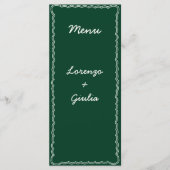 Menu Mariage de l'écriture manuscrite rétro-verte (Devant)