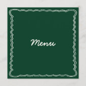 Menu Mariage de l'écriture manuscrite rétro-verte (Devant)