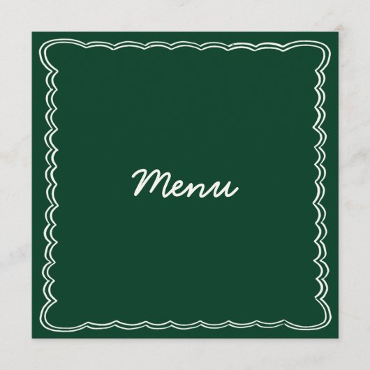 Menu Mariage de l'écriture manuscrite rétro-verte (Devant)