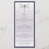 Menu Mariage de libellules violettes foncées (Devant)