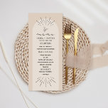 Menu Mariage de ligne Art Tan Botanique<br><div class="desc">Des motifs d'art linéaire avec arche bronzée et texte noir.</div>