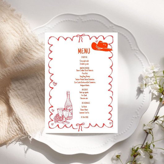 Menu Mariage de l'illustration occidentale Scribble des