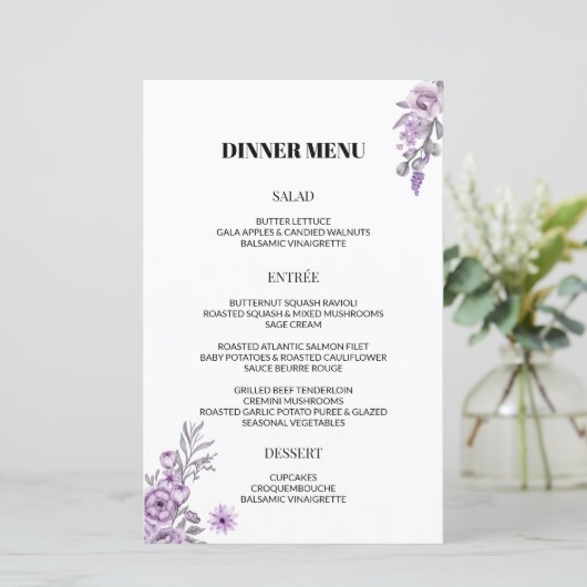 Menu Mariage de l'orchidée d'aquarelle (Debout devant)