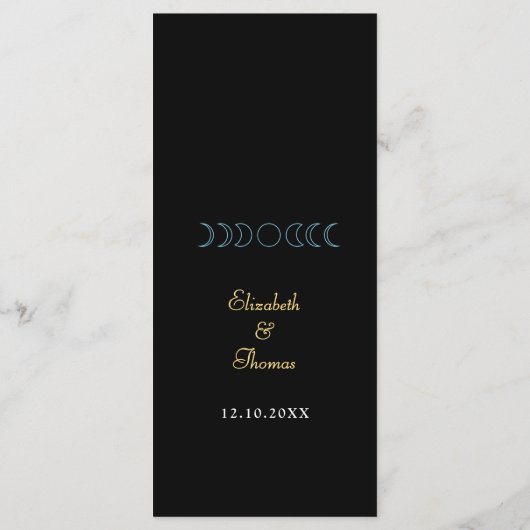 Menu mariage de lune de minuit céleste (Dos)