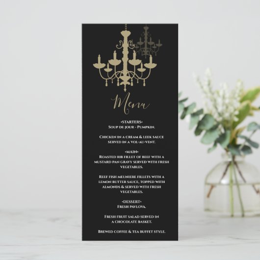Menu Mariage de lustre en or noir (Debout devant)