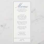 Menu Mariage de luxe bleu et blanc à l'ancienne (Devant)