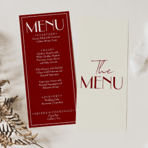 Menu Mariage de Luxe Bourgeoisie Rouge Rétro Élégant