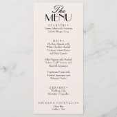 Menu Mariage de Luxe Crème Noir Élégant (Devant)