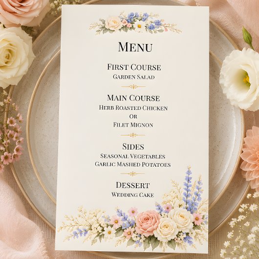 Menu Mariage de luxe dans une prairie de fleurs sauvage
