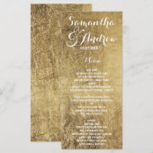 Menu mariage de luxe en faux or (Devant / Derrière)