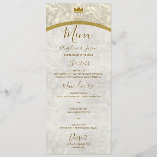Menu Mariage de luxe en or (Devant)