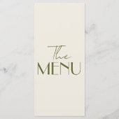 Menu Mariage de luxe rétro vert olive chic et élégant (Dos)