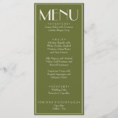 Menu Mariage de luxe rétro vert olive chic et élégant (Devant)