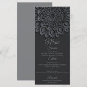Menu Mariage de Mandala de coupure de papier noir conte (Devant / Derrière)