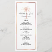 Menu Mariage de Marbre blanc rose Gold Copper Palm Tree (Devant)