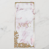 Menu Mariage de marbre rose et perles d'or (Dos)