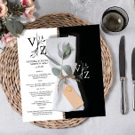 Menu Mariage de monogramme à feutre minimal Boho<br><div class="desc">Étendez votre expérience culinaire avec notre élégant menu "Boho Minimal Leaf Monogram Mariage", conçu pour ajouter une touche de sophistication à votre mariage ou événement spécial. Doté d'une ligne de feuille moderne et d'une simple typographie monographique, ce menu dégage un charme intemporel et une élégance minimaliste. Les couleurs noir et...</div>
