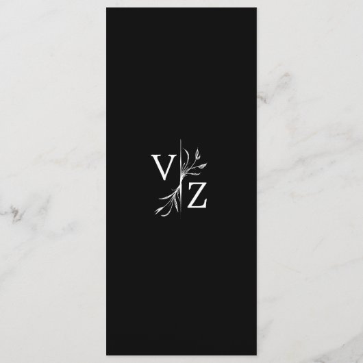 Menu Mariage de monogramme à feutre minimal Boho (Dos)