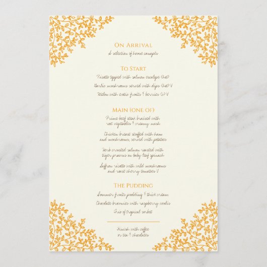 Menu mariage de monogramme Brown en feuille de botaniqu (Dos)